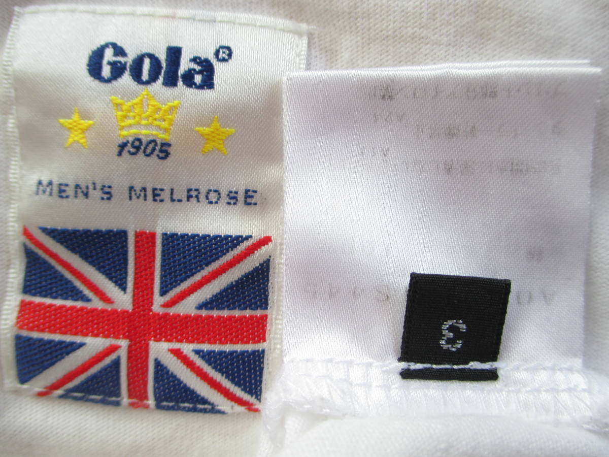  стоимость доставки 180 иен MEN\'S MELROSE Gola короткий рукав Union Jack Logo принт нашивка футболка белый ширина 44cm мужской Melrose go-la cut and sewn 