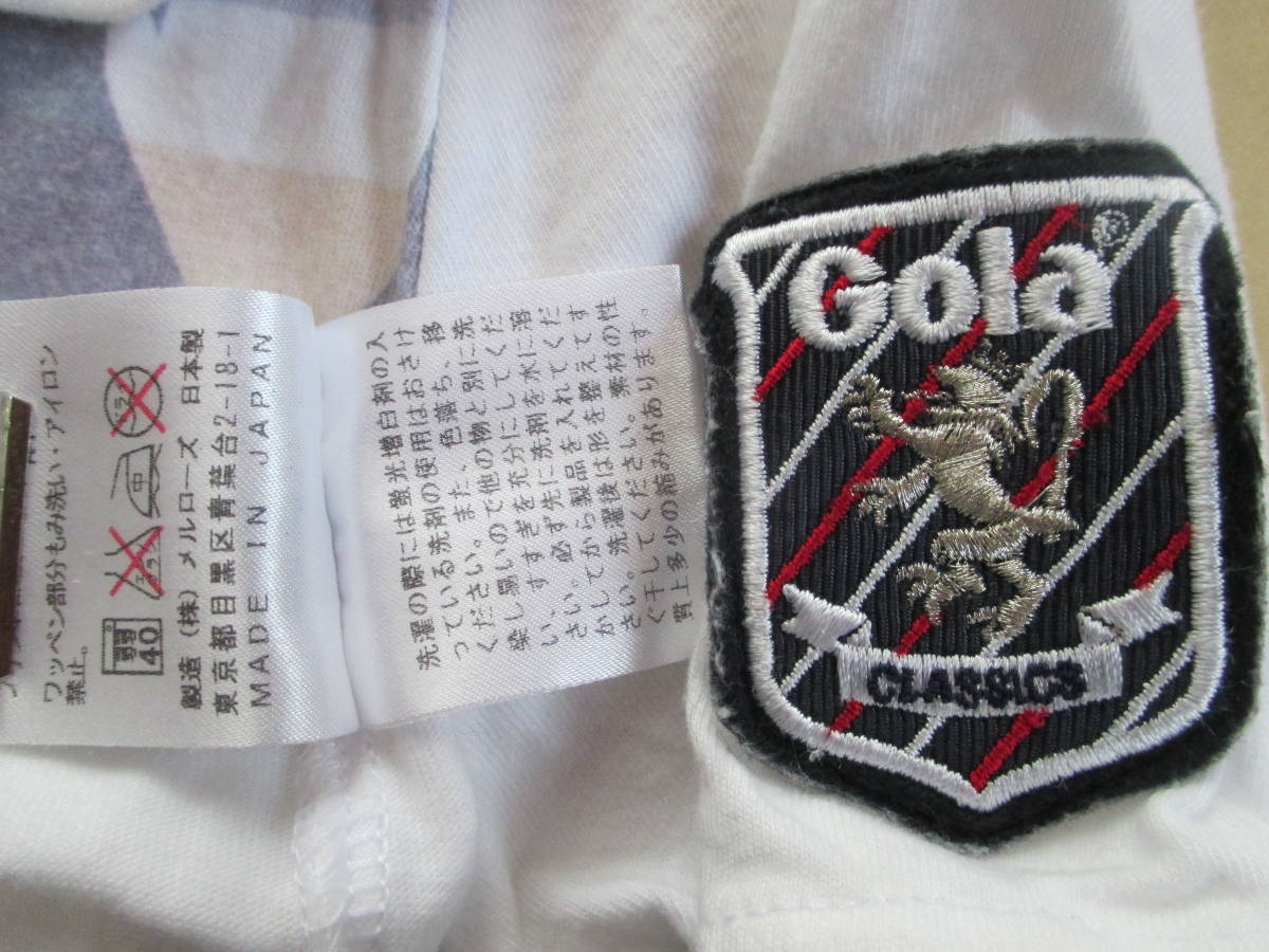  стоимость доставки 180 иен MEN\'S MELROSE Gola короткий рукав Union Jack Logo принт нашивка футболка белый ширина 44cm мужской Melrose go-la cut and sewn 