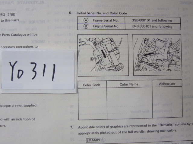 YAMAHA/YZ125G/3N8/パーツリスト　＊管理番号YO311_画像3
