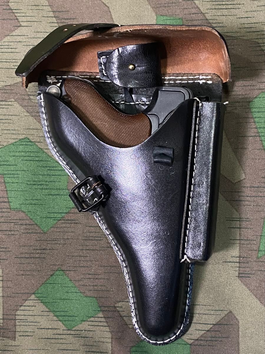 WWⅡ ドイツ軍 ルガーP08用ホルスター(黒色)レプリカ★刻印有り★降下猟兵 WWⅡ ドイツ軍 ルガーP08ホルスター(黒色)レプリカ 刻印有り