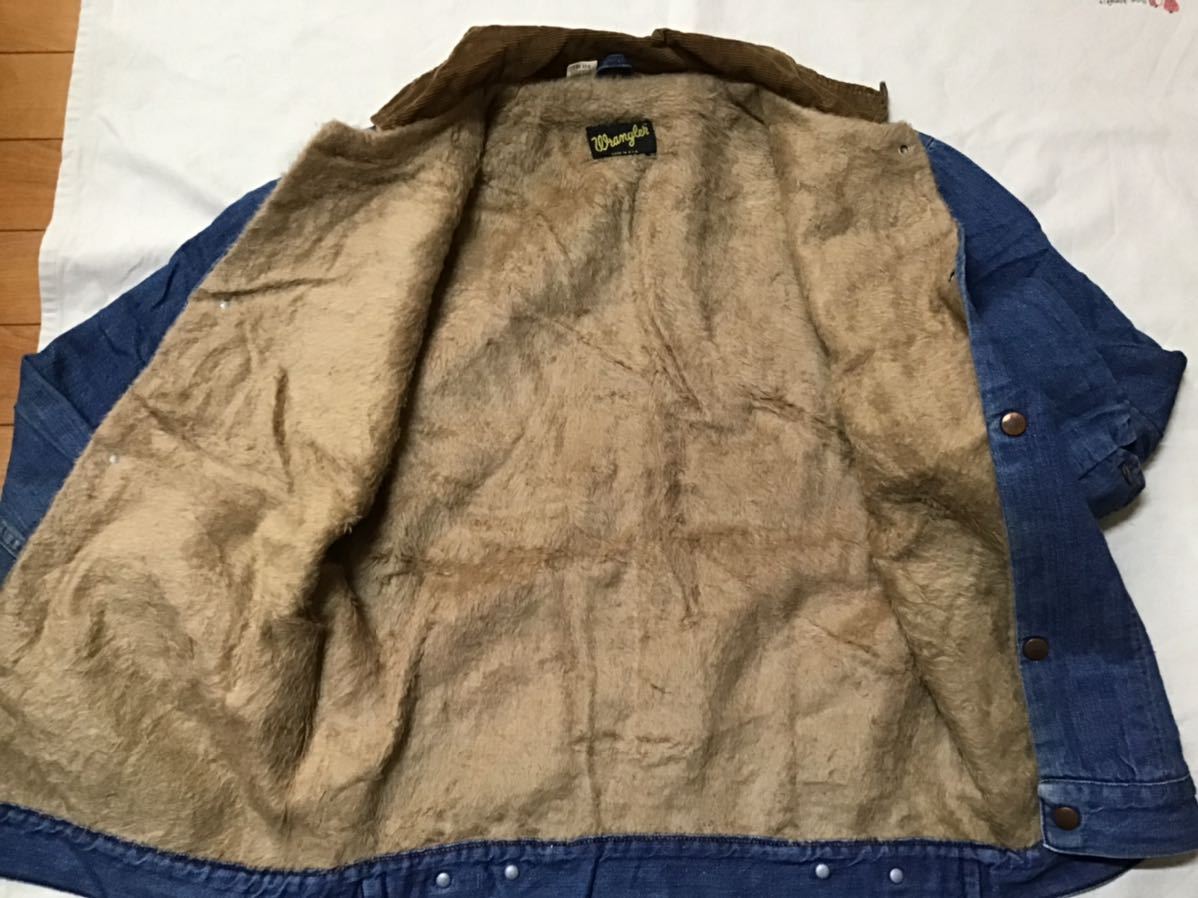 USA製★70’s初期ヴィンテージ Wrangler ラングラー起毛裏地 厚手デニムジャケット 40 Lサイズ★Gジャン カウボーイウェスタン_画像5