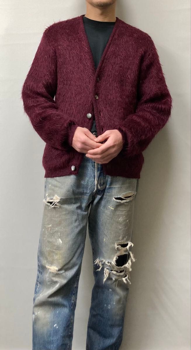 毛足長 肉厚 】60s ヴィンテージ shaggy man モヘアカーディガン 毛足長 肉厚 】60s ヴィンテージ shaggy man モヘアカーディガン