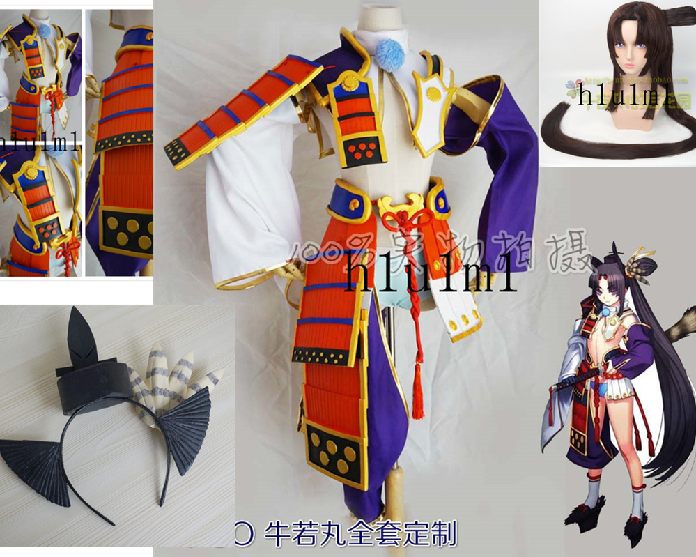 Fate/Grand Order FGO 牛若丸 コスプレ衣装 +全身鎧+髪飾り 全セット