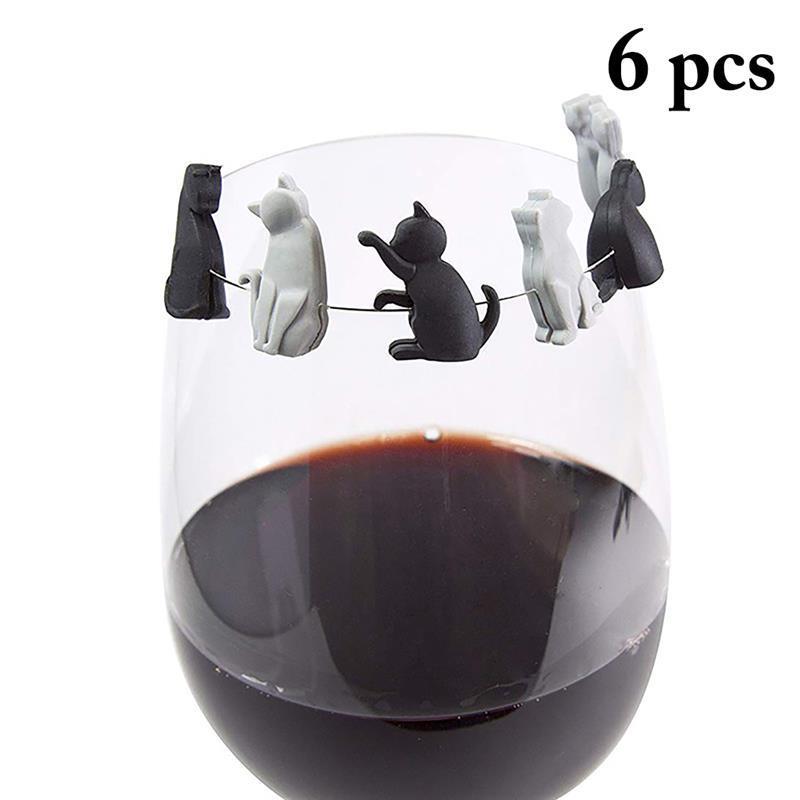 6 piece si Ricoh n lovely cat party wine glass marker charm drink bati cup identification identification cup cup Laverda g signboard 