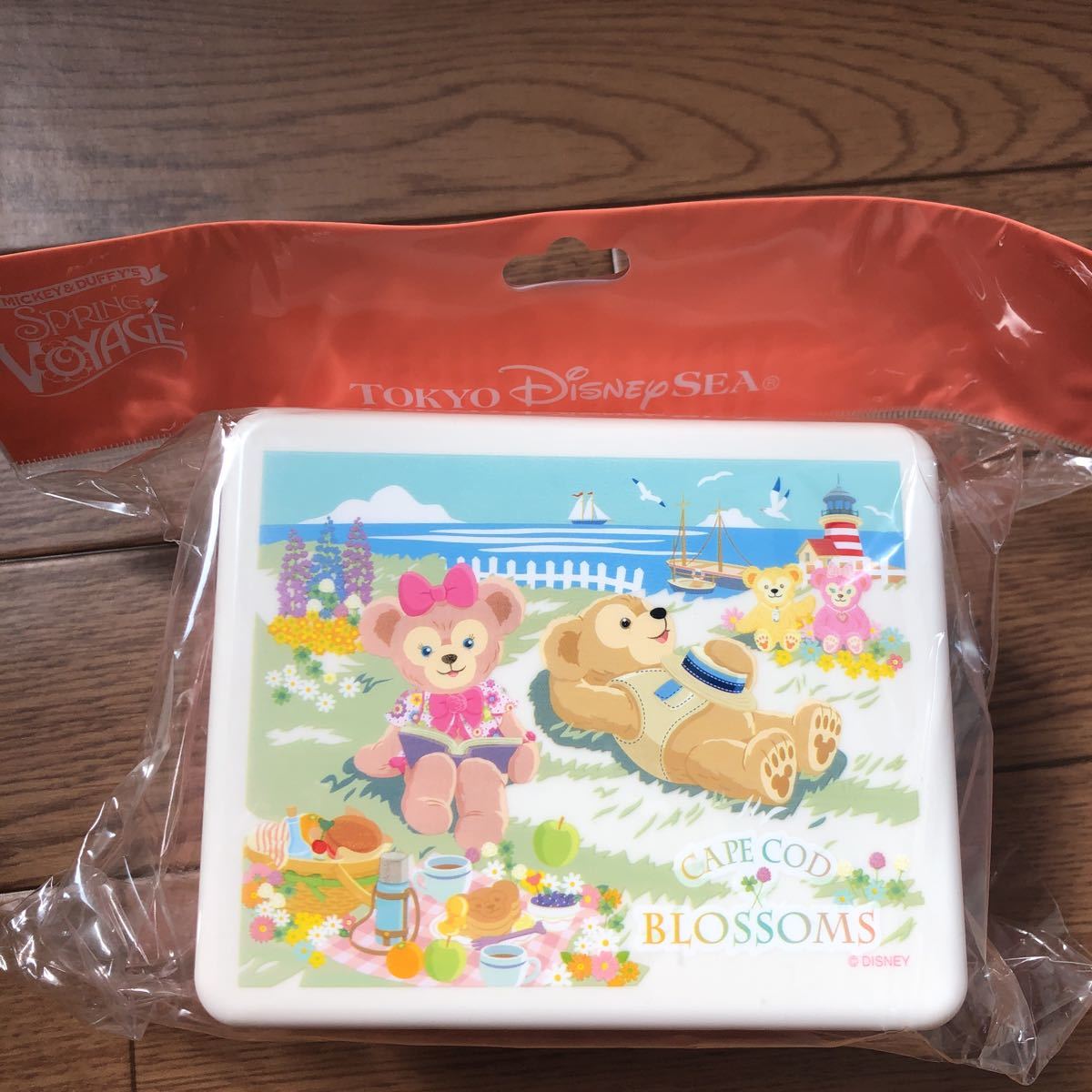 ★新品 ダッフィ 折畳 サンドイッチケース ピクニック お弁当箱 ディズニーシー 2014 TDS オレンジティー＆シュガー スプリングヴォヤッジ_画像1