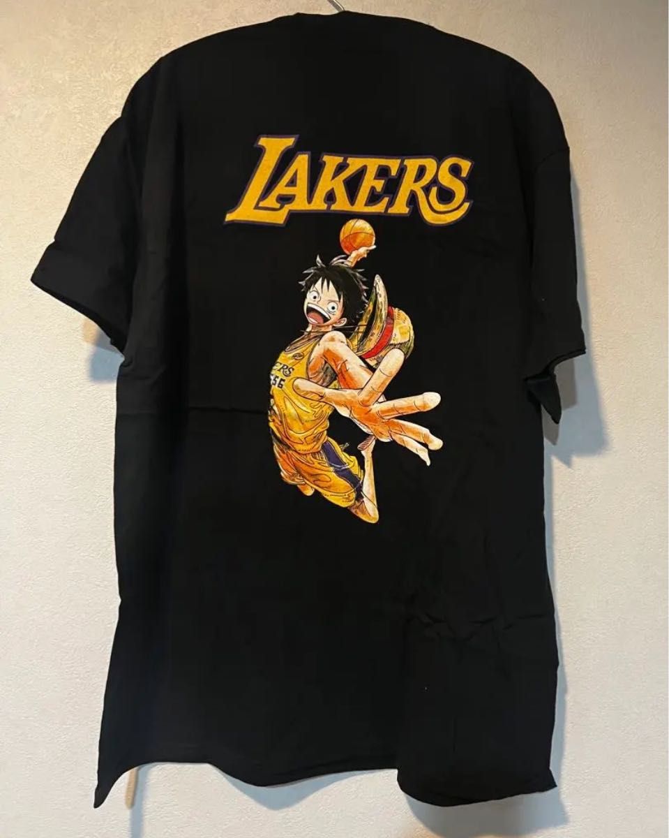 LAKERS × ワンピース コラボTシャツ 黒 XLサイズ 最安値 LAKERS × ワンピース コラボTシャツ 黒 XLサイズ 最安値