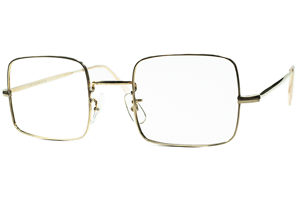 待望デイリー向けEXCELLENT BALANCEデッドストック1950s-60sイギリス製SQUAREスクエア金張りメタル NOSE PAD仕様 size46/22 ビンテージ眼鏡