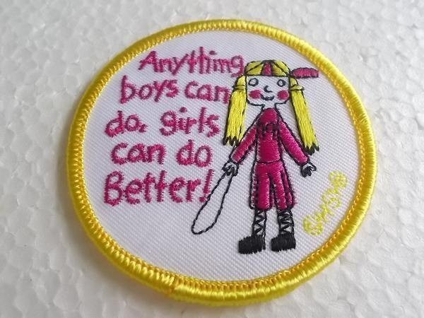 Anything boys can do girls can do better! 女の子はスゴイ！ イラスト アメリカ 海外 おしゃれ ワッペン/パッチ 刺繍 ビンテージ 222_画像4