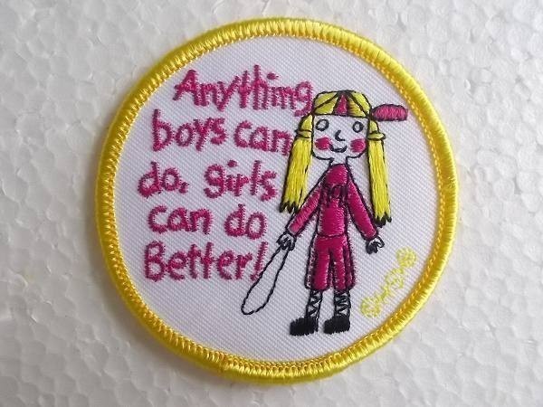 Anything boys can do girls can do better! 女の子はスゴイ！ イラスト アメリカ 海外 おしゃれ ワッペン/パッチ 刺繍 ビンテージ 222_画像1