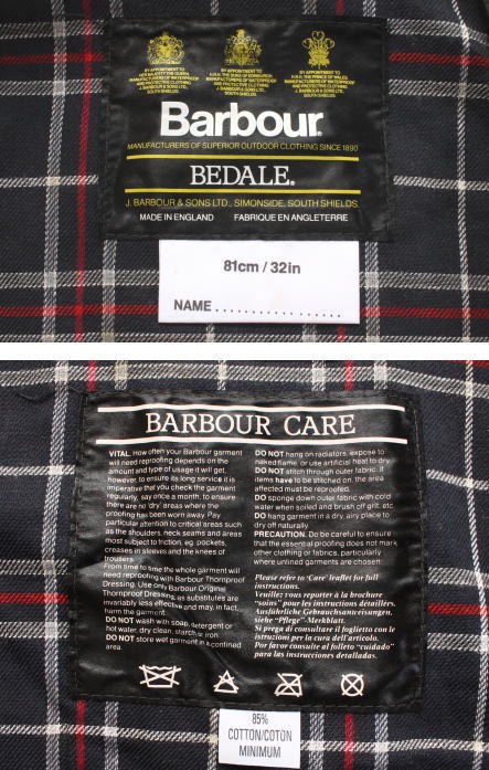 デッド Barbour ビデイル 4ポケット 32 ネイビー 未使用 80s ビンテージ 1989年 BEDALE 貴重 バブアー 3ワラント_画像4