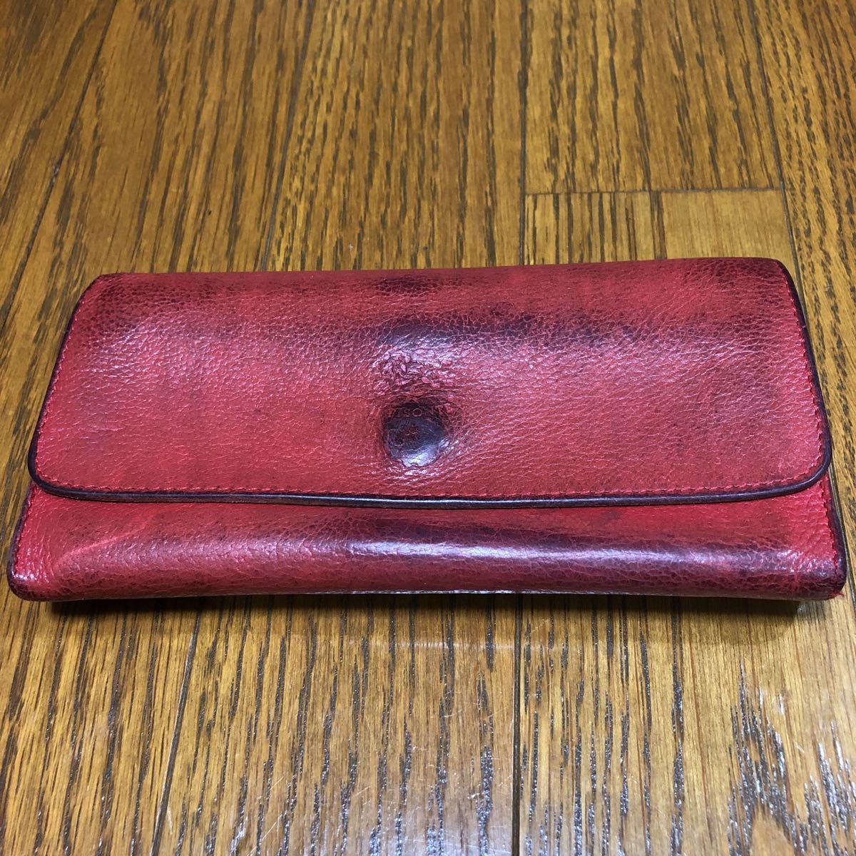  Italy made Il Bisonte change purse . attaching long wallet red 