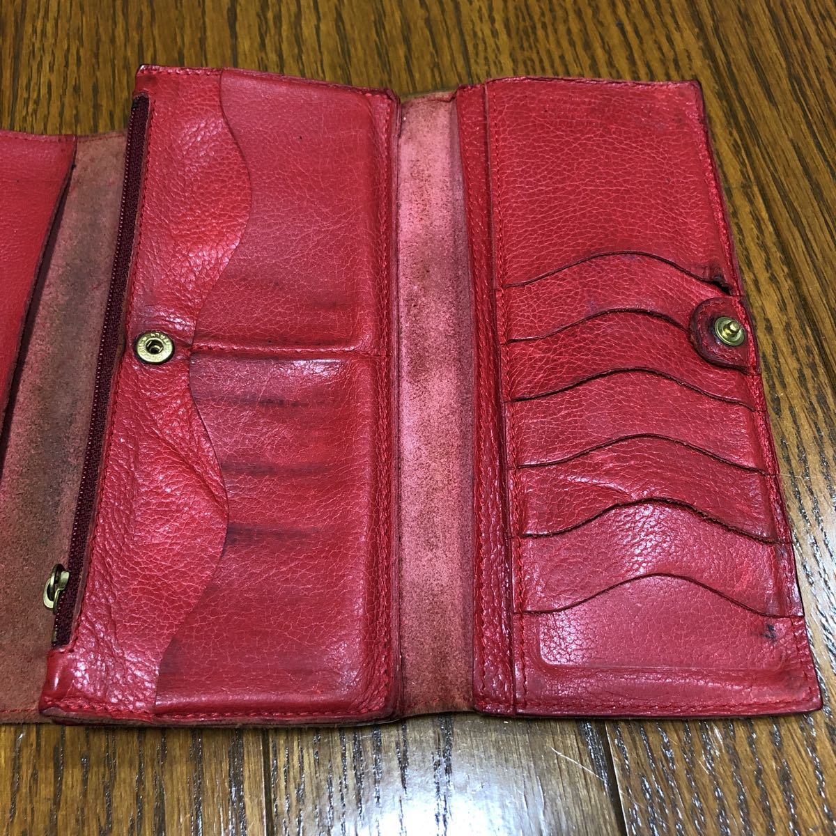  Italy made Il Bisonte change purse . attaching long wallet red 