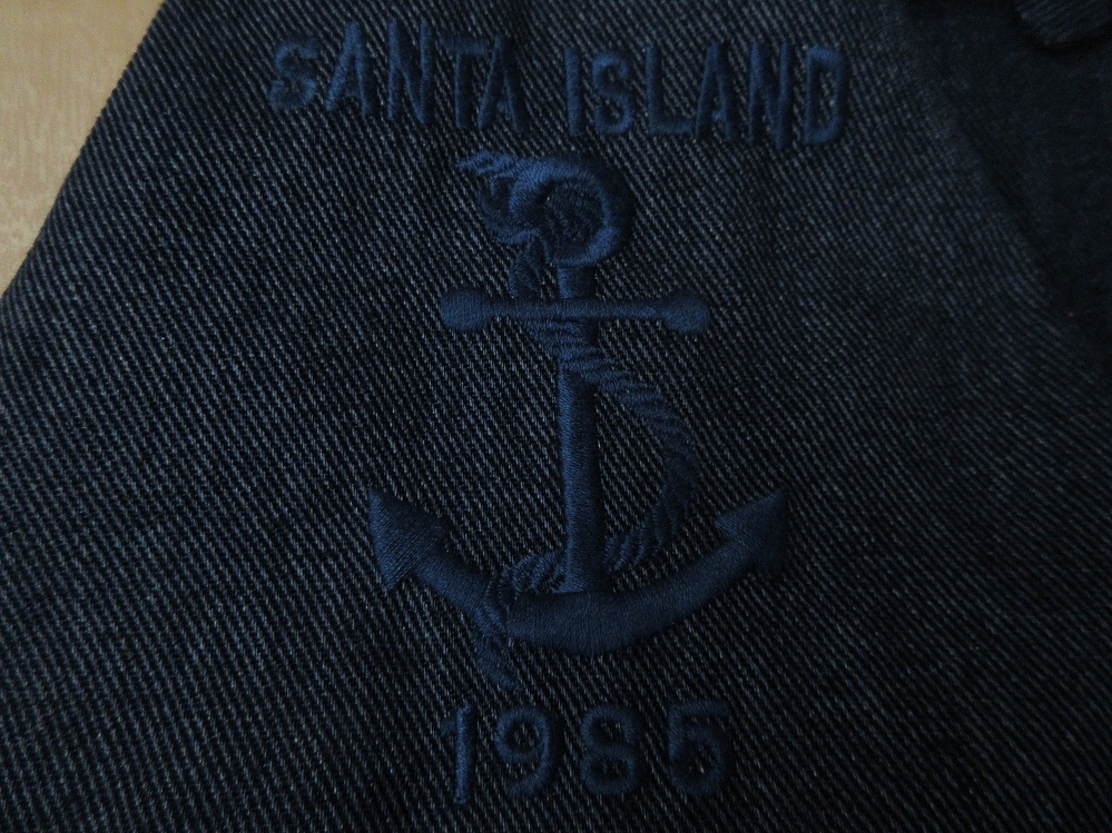  made in Japan CAPTAIN SANTA embroidery thin Denim pea coat jacket S indigo blue Captain Santa CLUB blouson marine Joy Mark design 