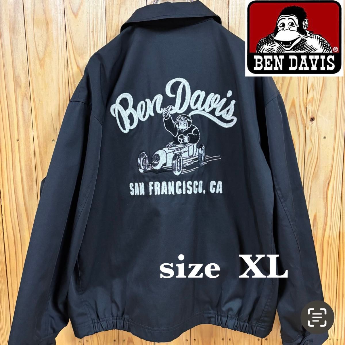 【古着】BENDAVIS(ベンデイビス)ワークジャケット XL 黒 スイングトップ 刺繍 美品