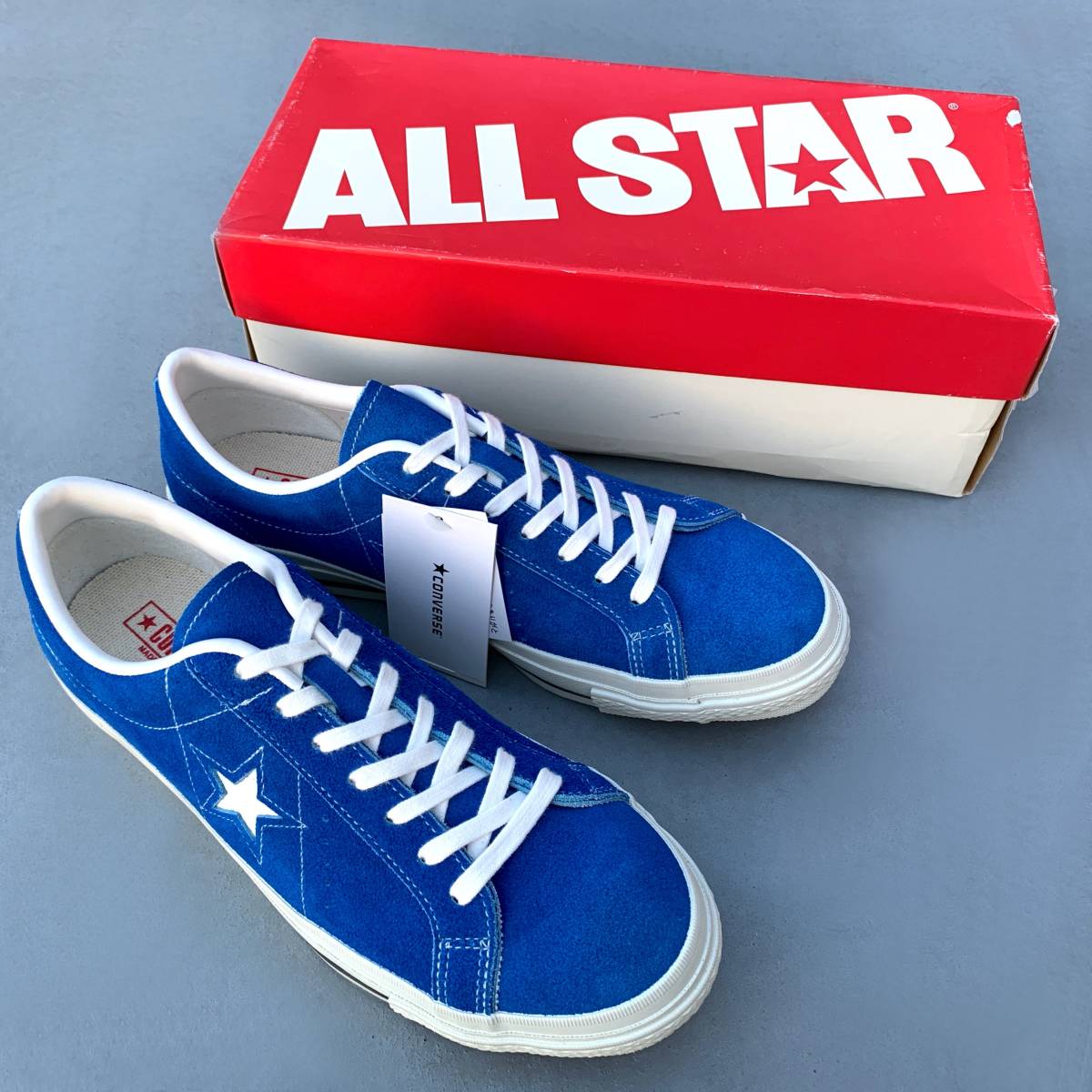 限定カラー CONVERSE ONE STAR J SUEDE BLU/WHT ブルー ホワイト US9 27.5cm 新品 スエード ONESTARワンスター 日本製 BLUE×WHITE 青/白_画像1