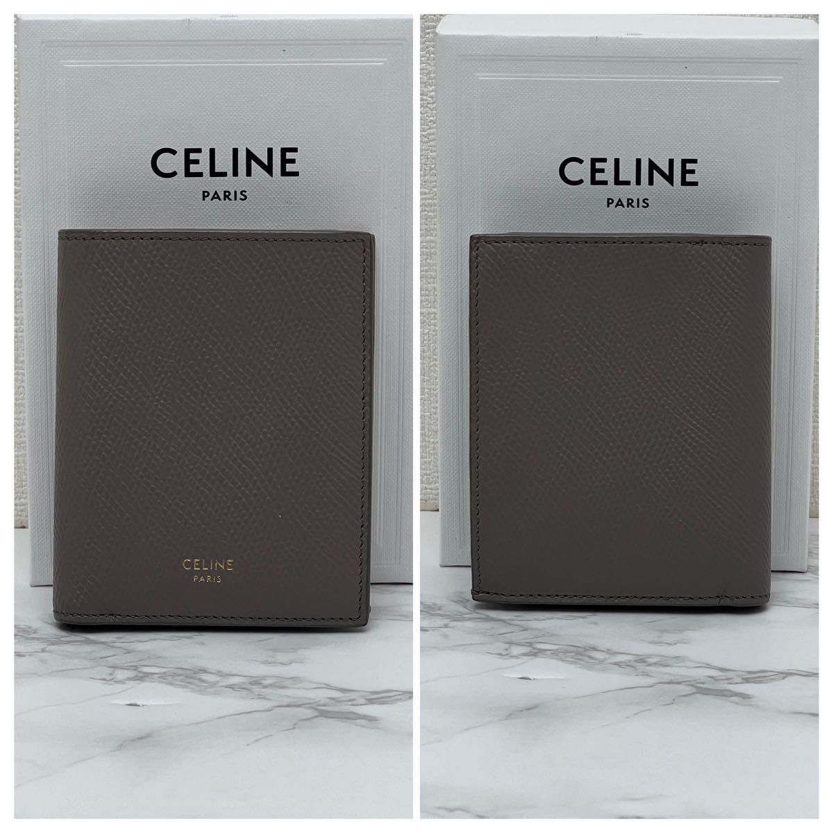 セリーヌ コンパクト ウォレット 折り財布 ぺブル(グレー系 セリーヌ コンパクト ウォレット 折り財布 ぺブル(グレー系