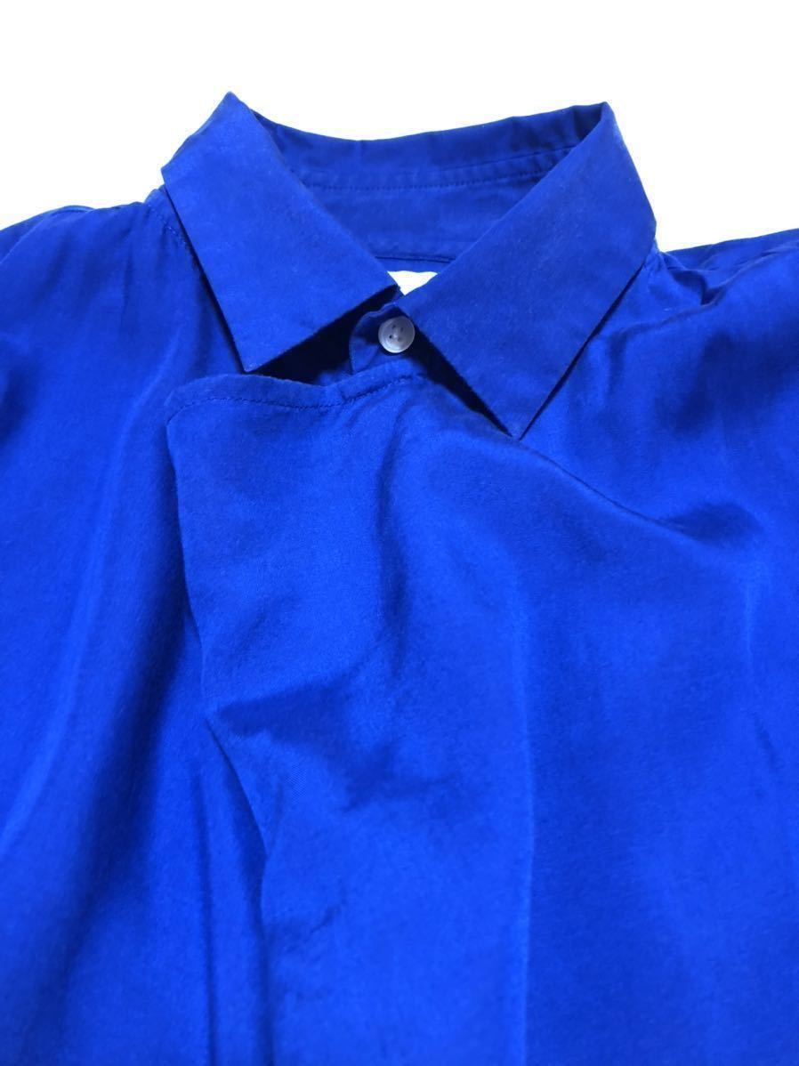 カラー kolor ドレスシャツ サイズ2 光沢ブルー系色 コムデギャルソン_画像5