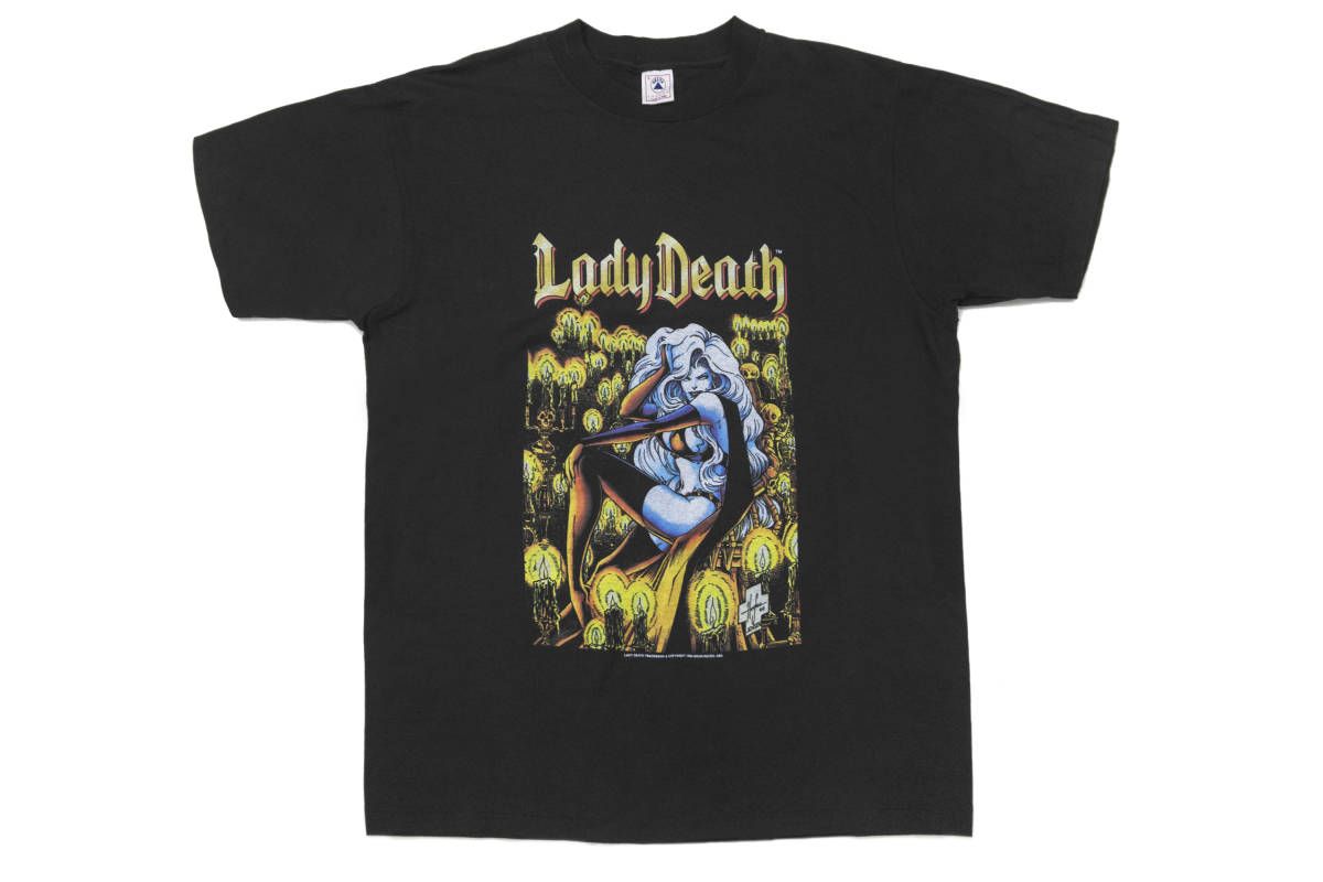 人気が高い  Tシャツ DEATH LADY USA製 1994年 デッドストック COFFIN オールドスケート ZORLAC WOLVERIN MEXX DEVILMAN VAMPIRELLA SPAWN COMICS ウエア