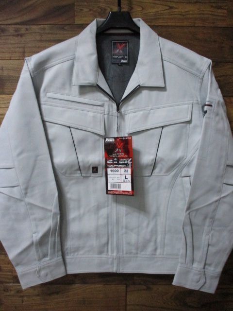 XEBEC◆作業服 LL/XL 春 秋 冬 裏綿ツイル◆ジーベック 1600 メンズ 作業着 新品 長袖 ワーク ブルゾン シャツ シルバー グレー 未使用 79_画像10