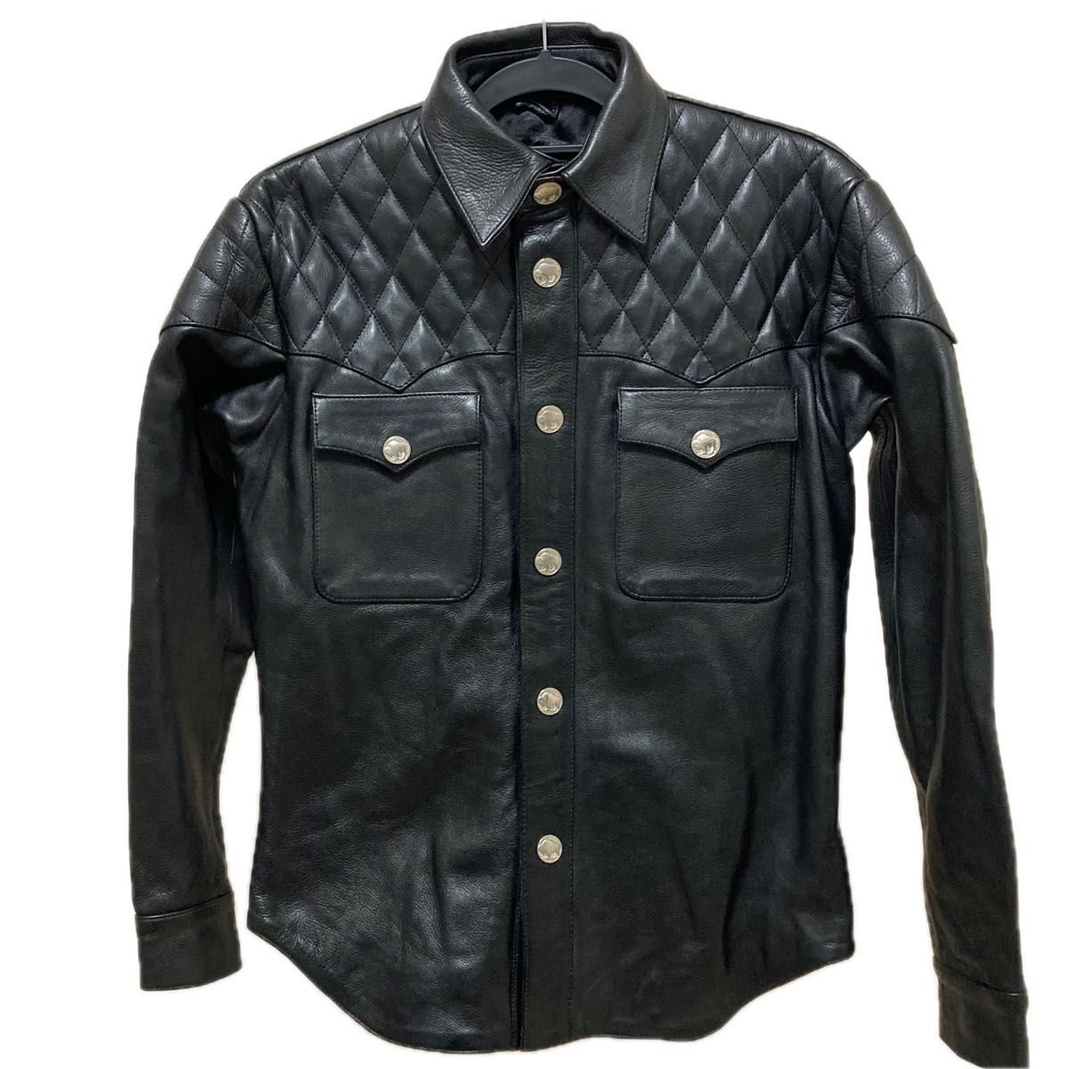 HEAVY FOR BIKERS レザーキルティングシャツジャケット サイズ38 HEAVY FOR BIKERS レザーキルティングシャツジャケット サイズ38