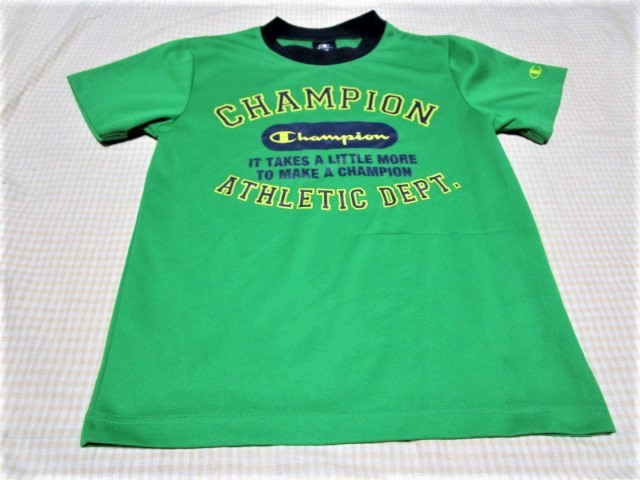 CHAMPION　150　半袖　Tシャツ　チャンピオン　カットソー　緑系　ロゴ　子ども服　男児　男の子　トップス_画像1