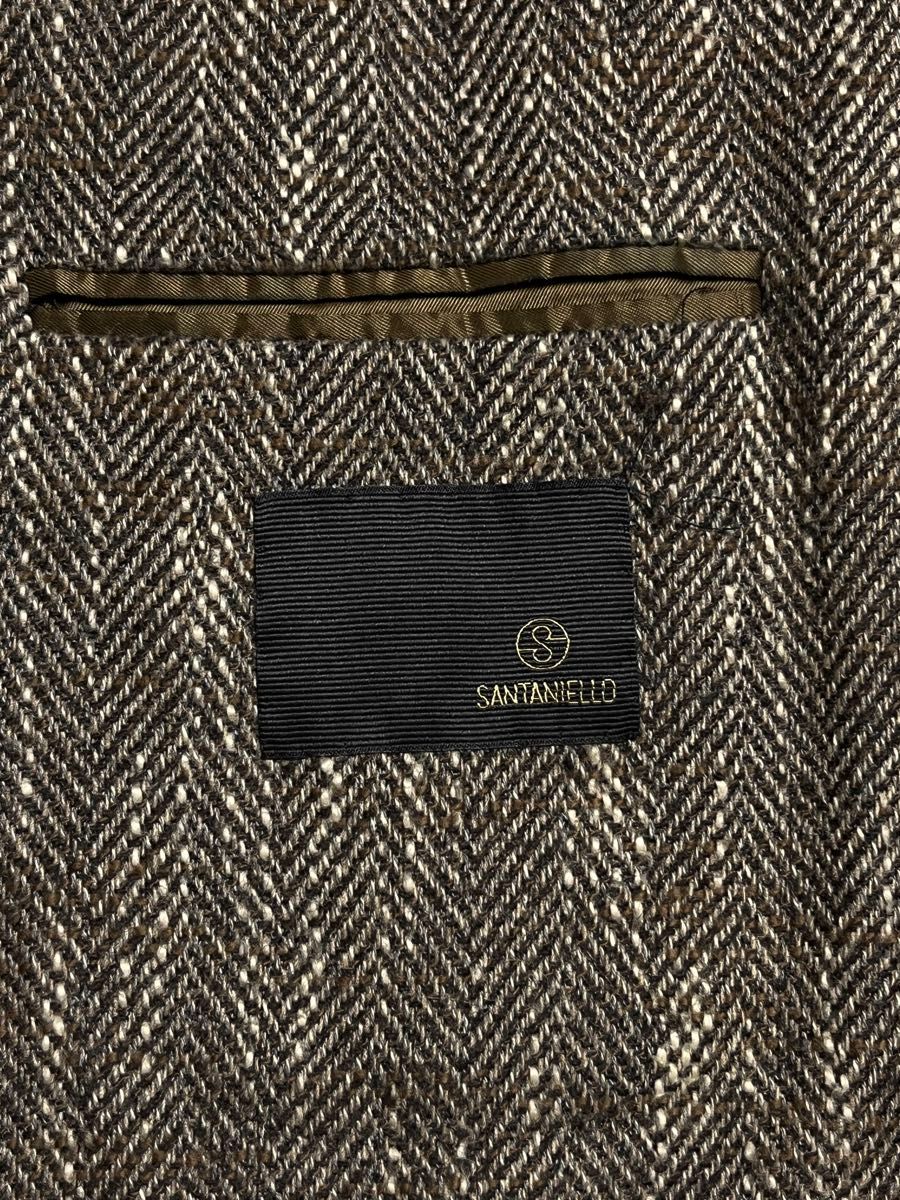 SANTANIELLO サンタニエッロ ブラウン ヘリンボーン ジャケット SANTANIELLO サンタニエッロ ブラウン ヘリンボーン ジャケット