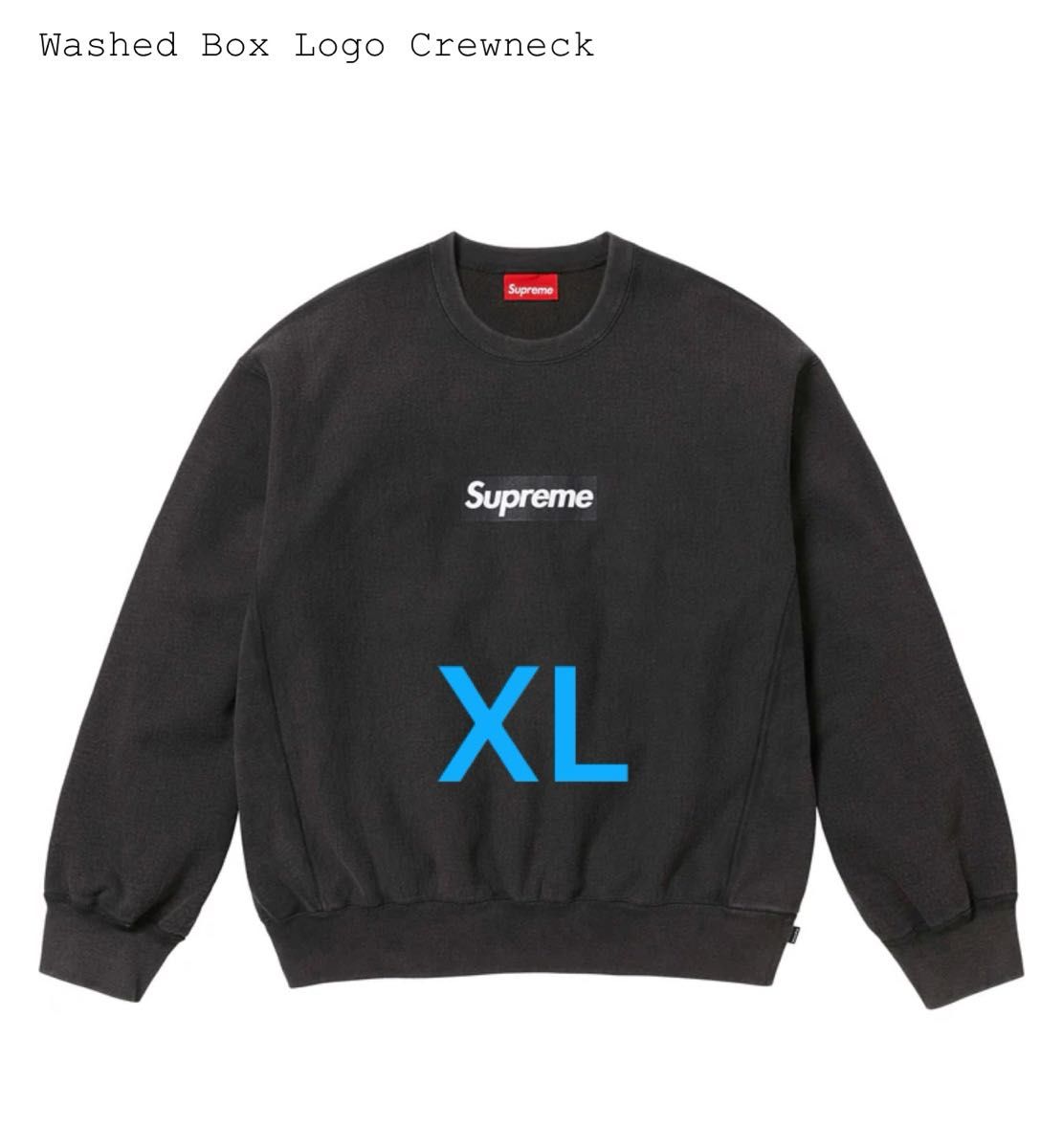 Supreme Washed Box Logo Crewneck XL 黒 Supreme Washed Box Logo Crewneck 黒XL
