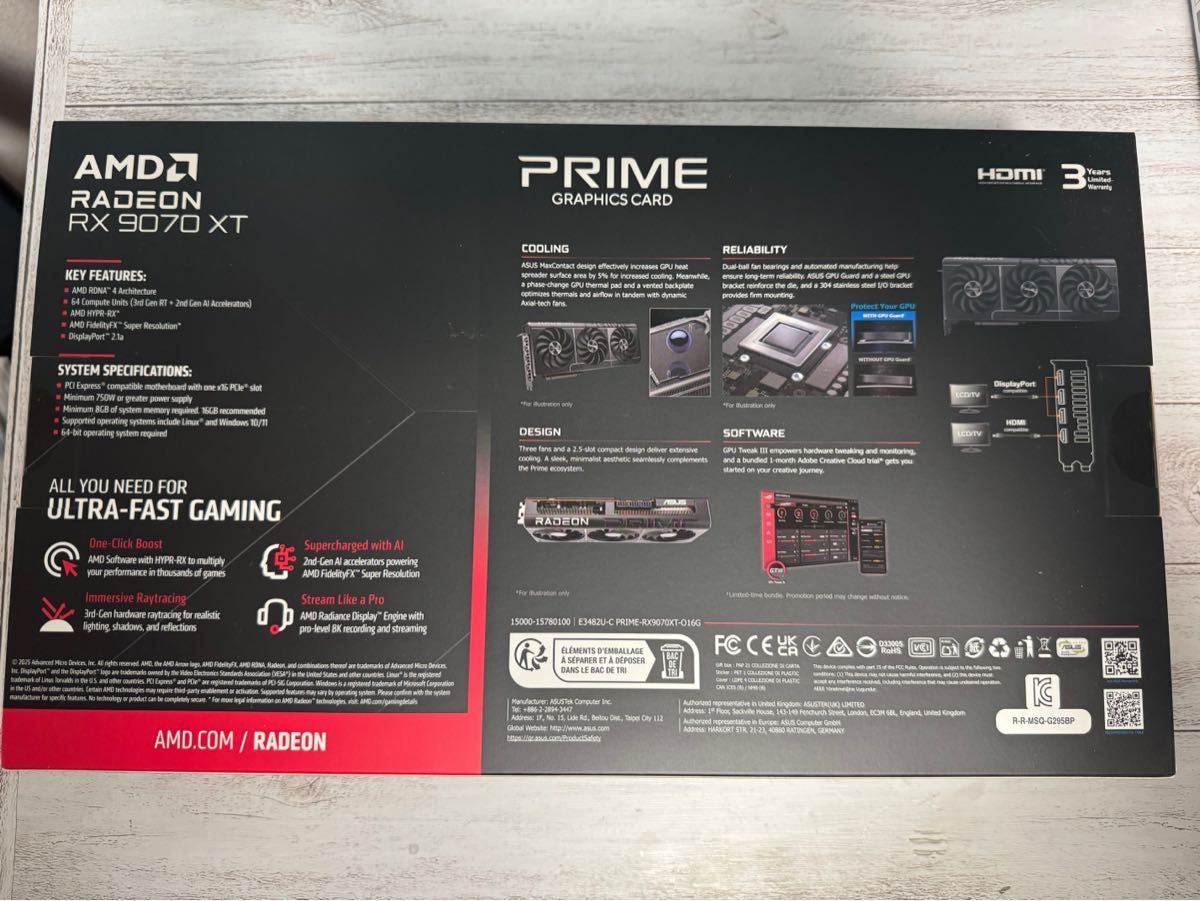 ASUS Prime Radeon RX9070XT 16GB PRIME-RX9070XT-O16G 新品未 ASUS Prime Radeon RX9070XT 16GB PRIME-RX9070XT-O16G 新品未