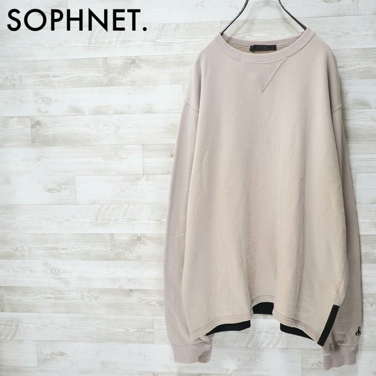 SOPHNET. 19SS Back Rib Crew Neck-Beige/L ソフネット クルーネック スウェット バイカラー