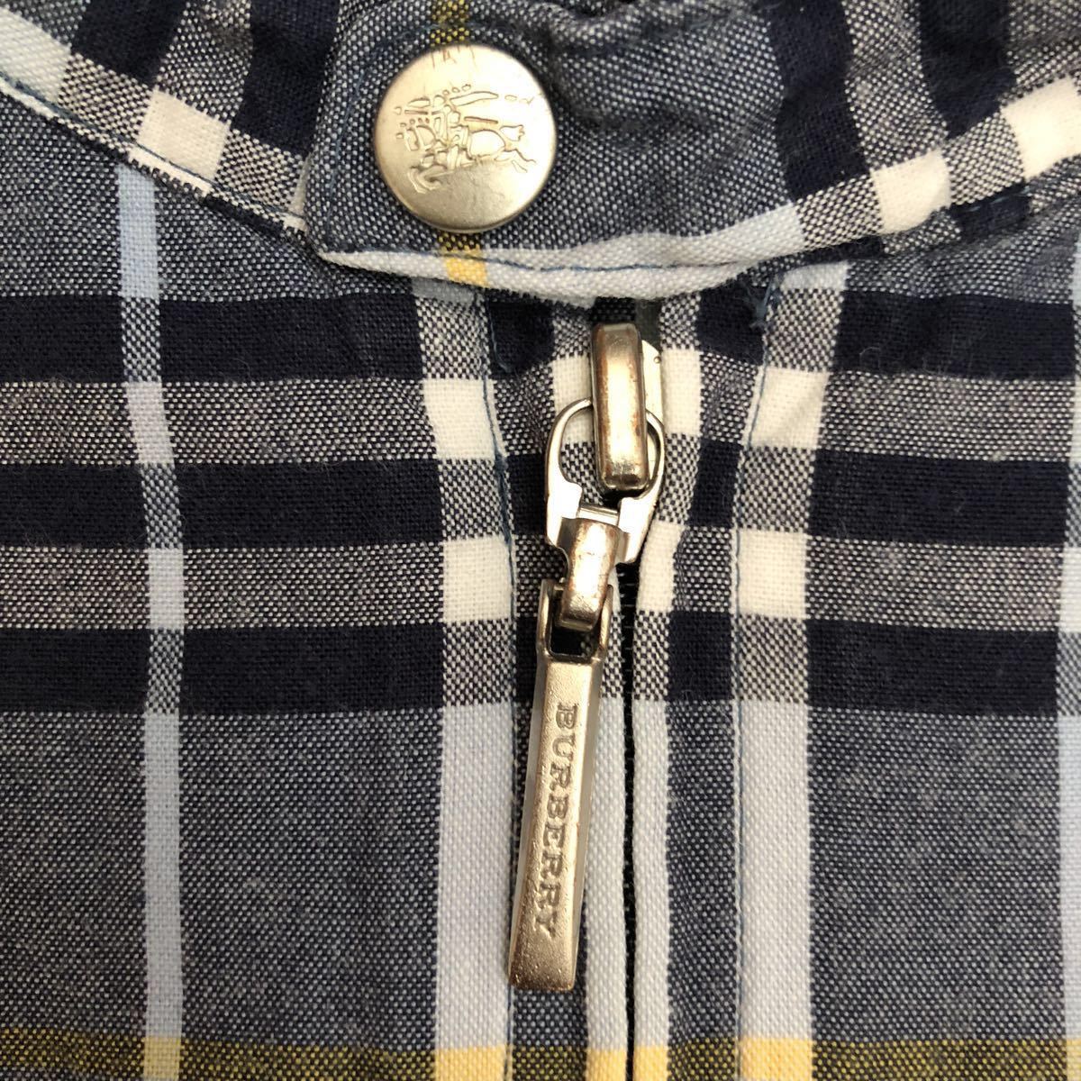 BURBERRY　バーバリー　半袖シャツ　ジップアップ　ノバチェック　ネイビー　ホースマーク　120㎝　中古美品