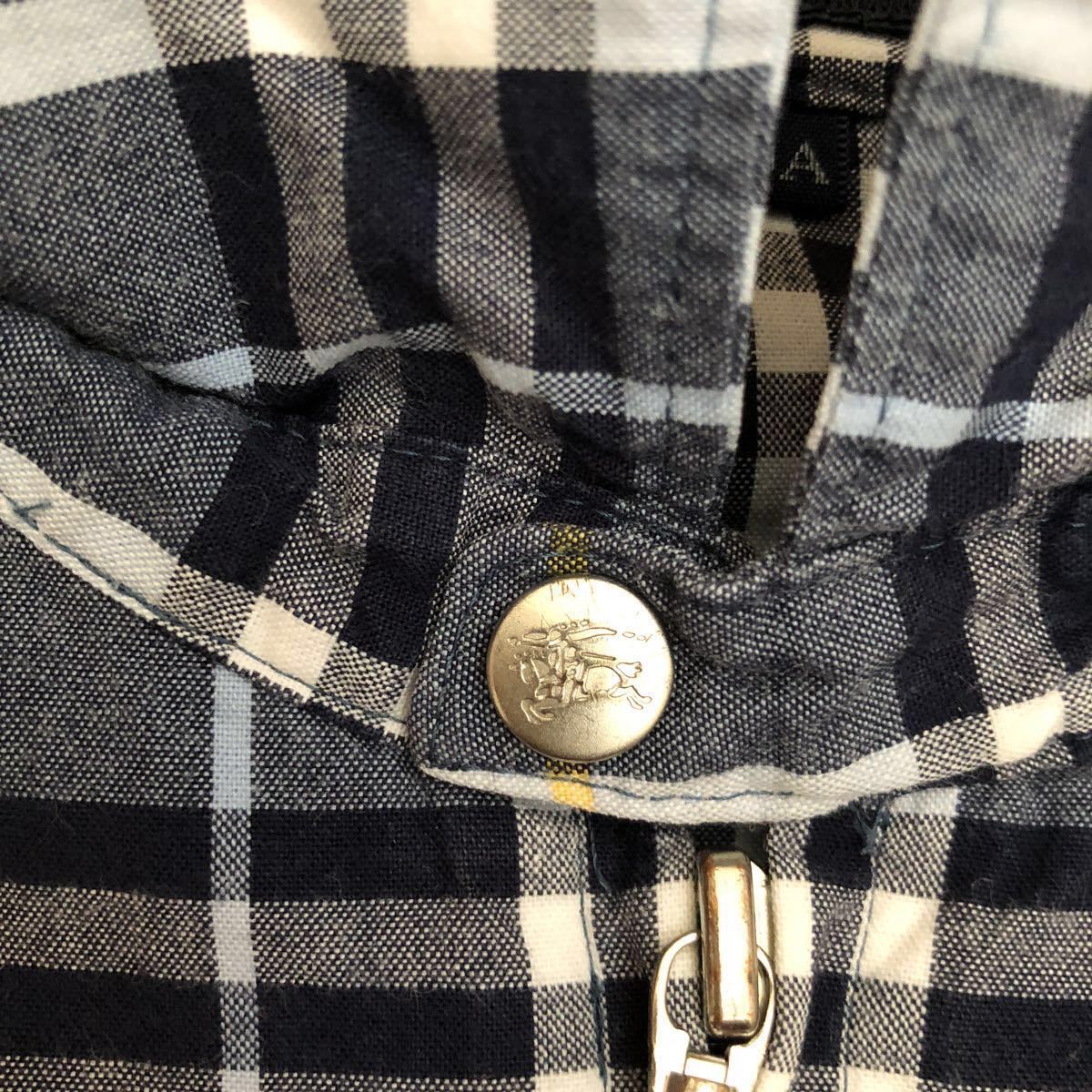 BURBERRY　バーバリー　半袖シャツ　ジップアップ　ノバチェック　ネイビー　ホースマーク　120㎝　中古美品