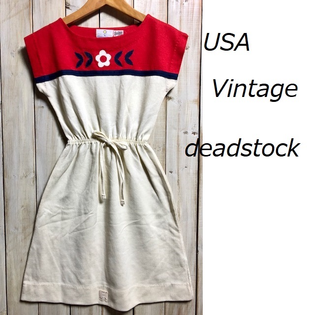 USA old clothes DEAD STOCK 70\'s~ USA made girls One-piece Vintage 8 America old clothes ⑫