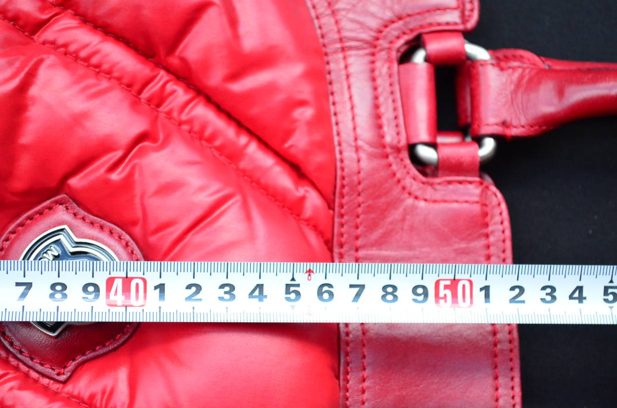 モンクレール MONCLER ダウン レザー ハンドバック 赤 レッド 限定品