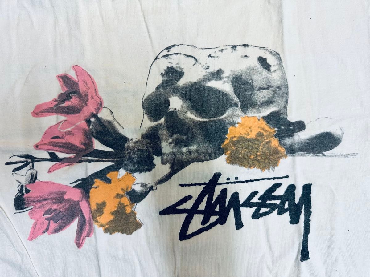DOG TOK // stussy 黒タグ Tシャツ スカルフラワー 超レア 80's OLD STUSSY 黒タグTシャツ スカル フラワーbeauty