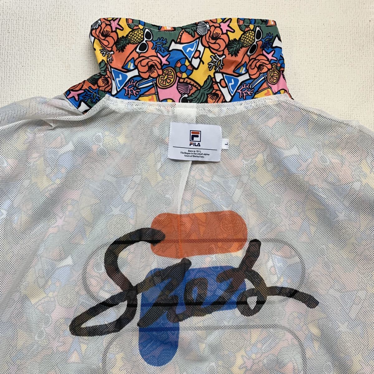 珍品!FILA(ITA)× SHETAグラフィック総柄コーチジャケット 珍品!FILA(ITA)× SHETAグラフィック総柄コーチジャケット