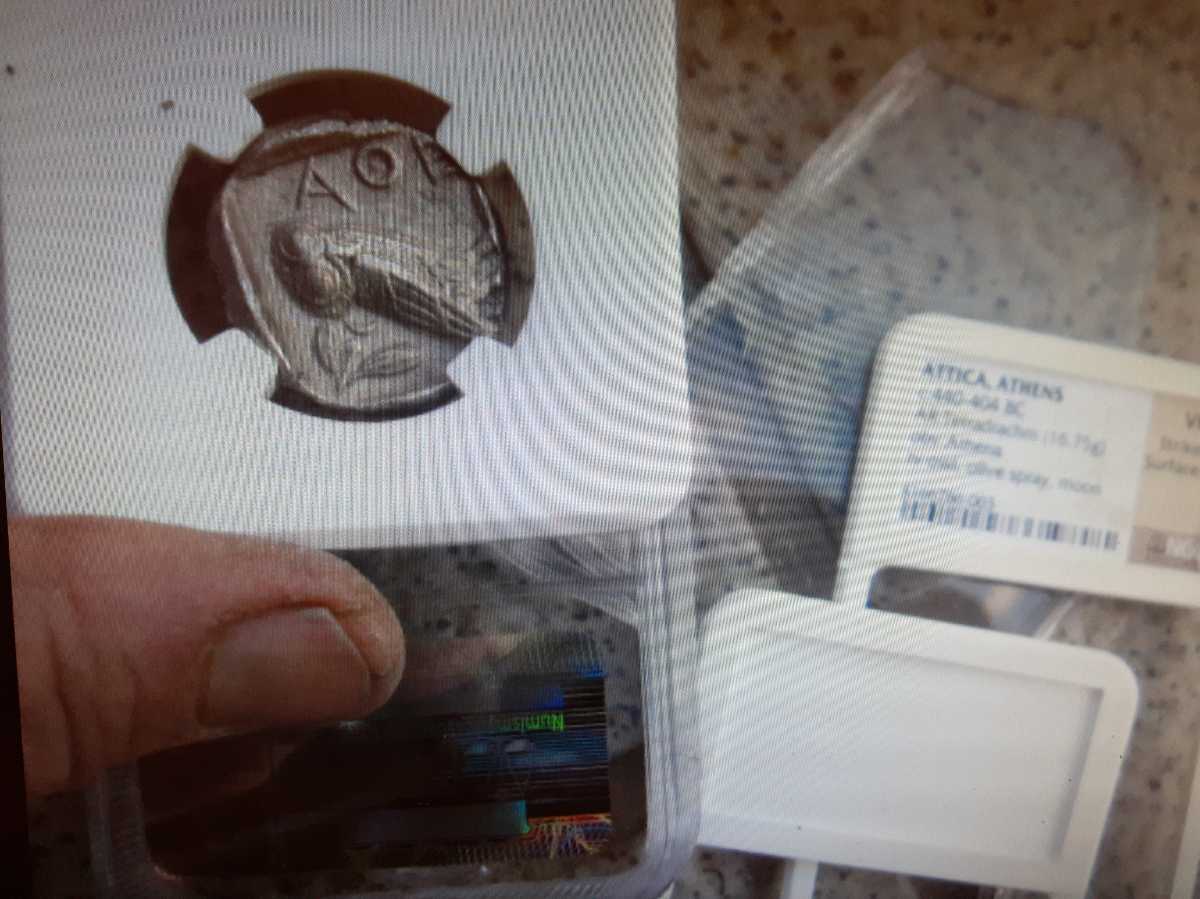 輝い NGC本物鑑定済み 古代アテネ ギリシャ テトラドラクマ銀貨 ...