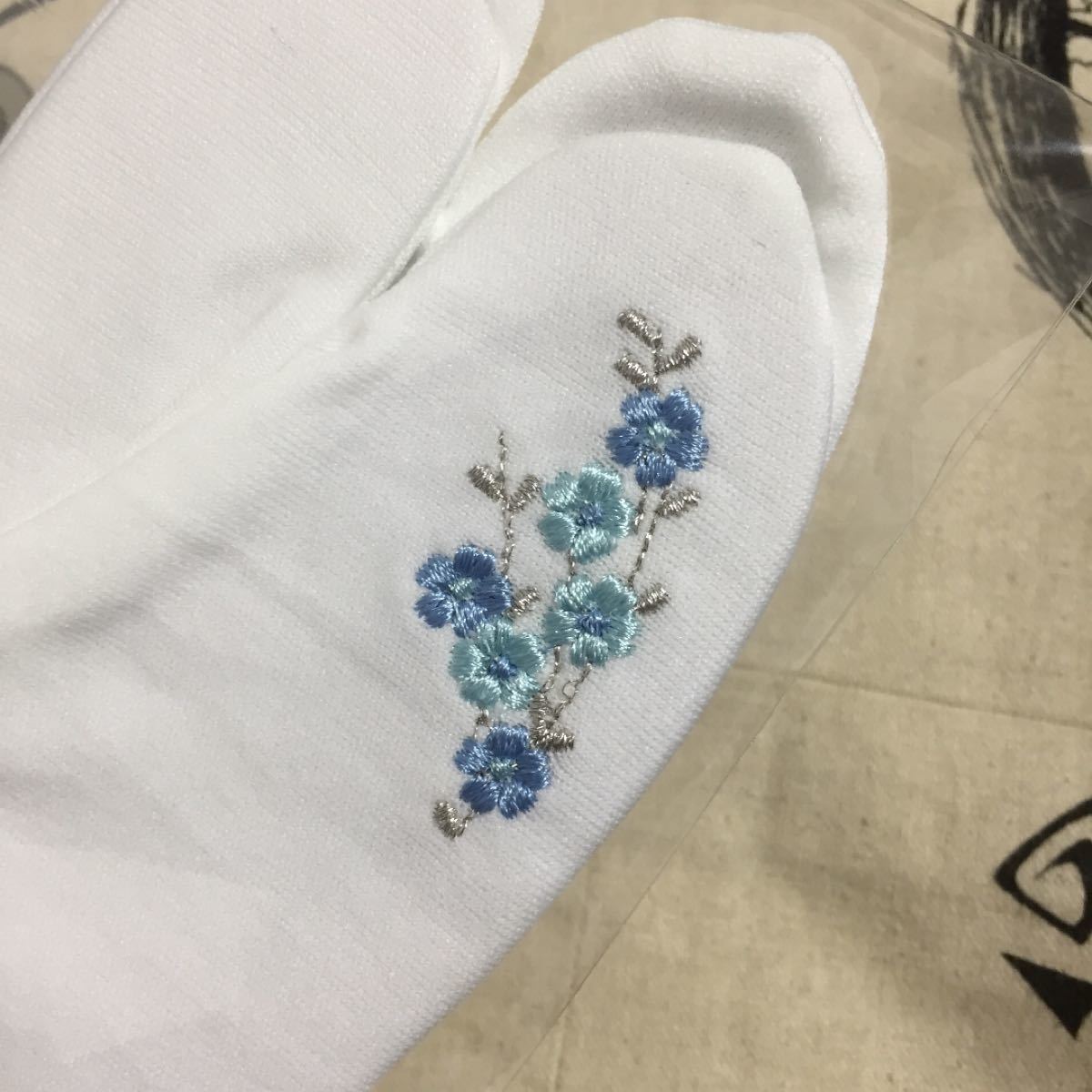 Paypayフリマ ストレッチ 刺繍足袋 つまさきの花 ブルー Paypayフリマ ストレッチ 刺繍足袋 つまさきの花 ブルー