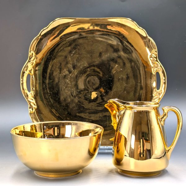 里帰り オールドノリタケ 芸術的逸品 黄金色 マルキ印 豪華3点 里帰り オールドノリタケ 芸術的逸品 黄金色 マルキ印 豪華3点