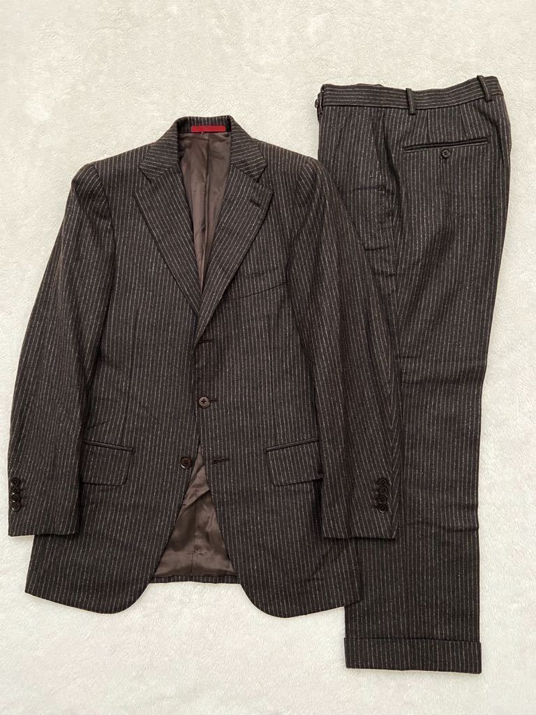 BEAMS購入 ISAIA size42 イタリア製ウールスーツ ストライプ GREGORY グレゴリー ジャケット パンツ イザイア ナポリ メンズ 秋冬