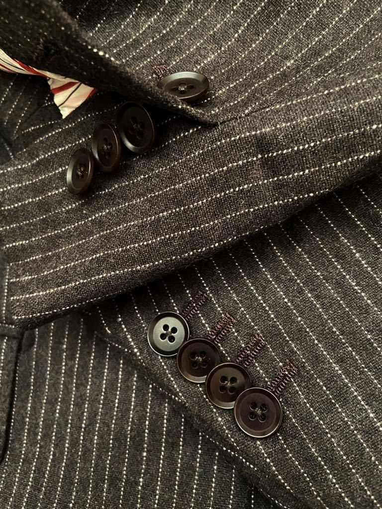 BEAMS購入 ISAIA size42 イタリア製ウールスーツ ストライプ GREGORY グレゴリー ジャケット パンツ イザイア ナポリ メンズ 秋冬_画像5