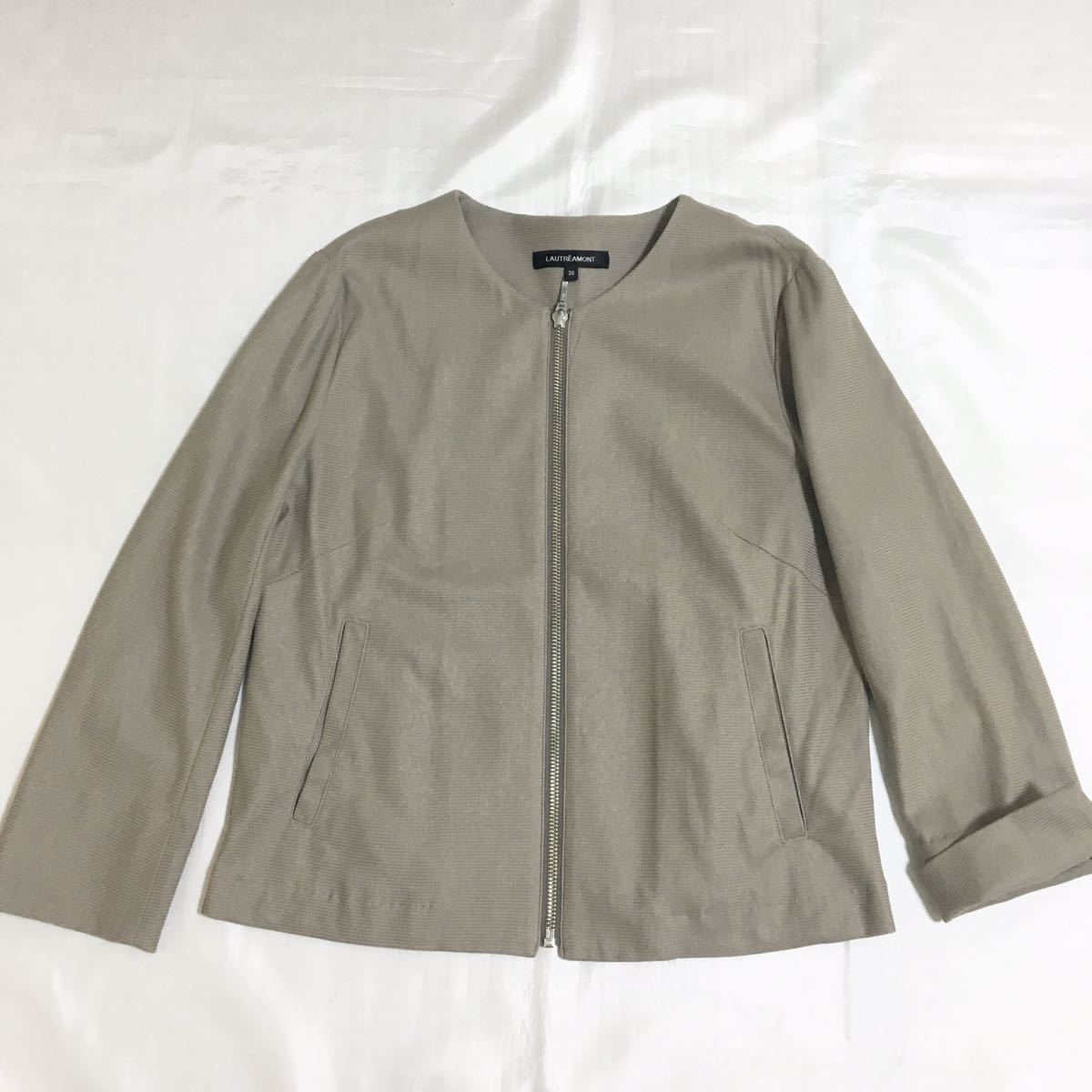 19ss◆ロートレアモン◆UVカット ラッセルマーキュリー ノーカラージャケット 38 M カーキ LAUTREAMONT 定価25,300円