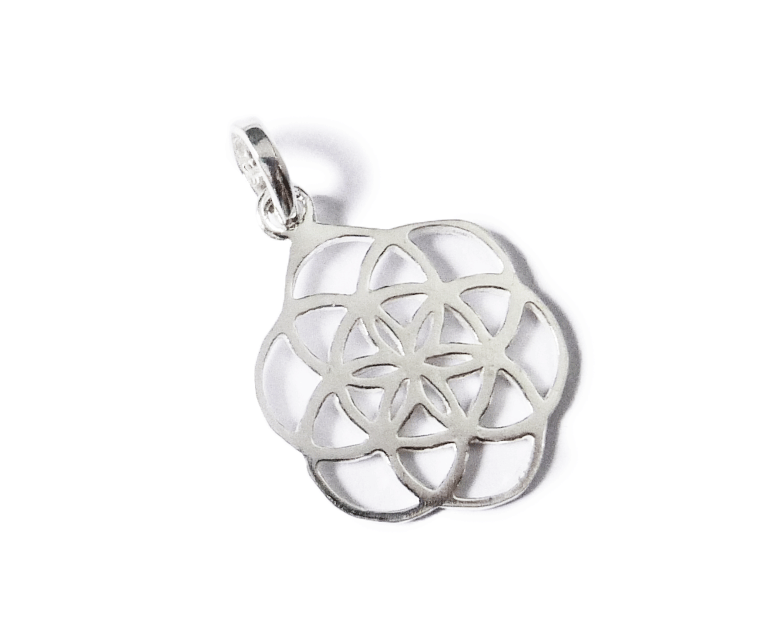 * free shipping *[ platinum processing ] cosmos power ..... god . geometrical pattern *Seed of Life* platinum healing pendant *17mm(made in BALI)