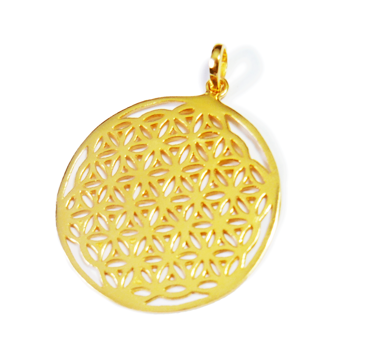 ★送料無(wú)料★［純金加工］宇宙のパワーがみなぎる神圣幾何學(xué)模様?Flower of Life?ゴールドヒーリングペンダント ?32mm（made in BALI）