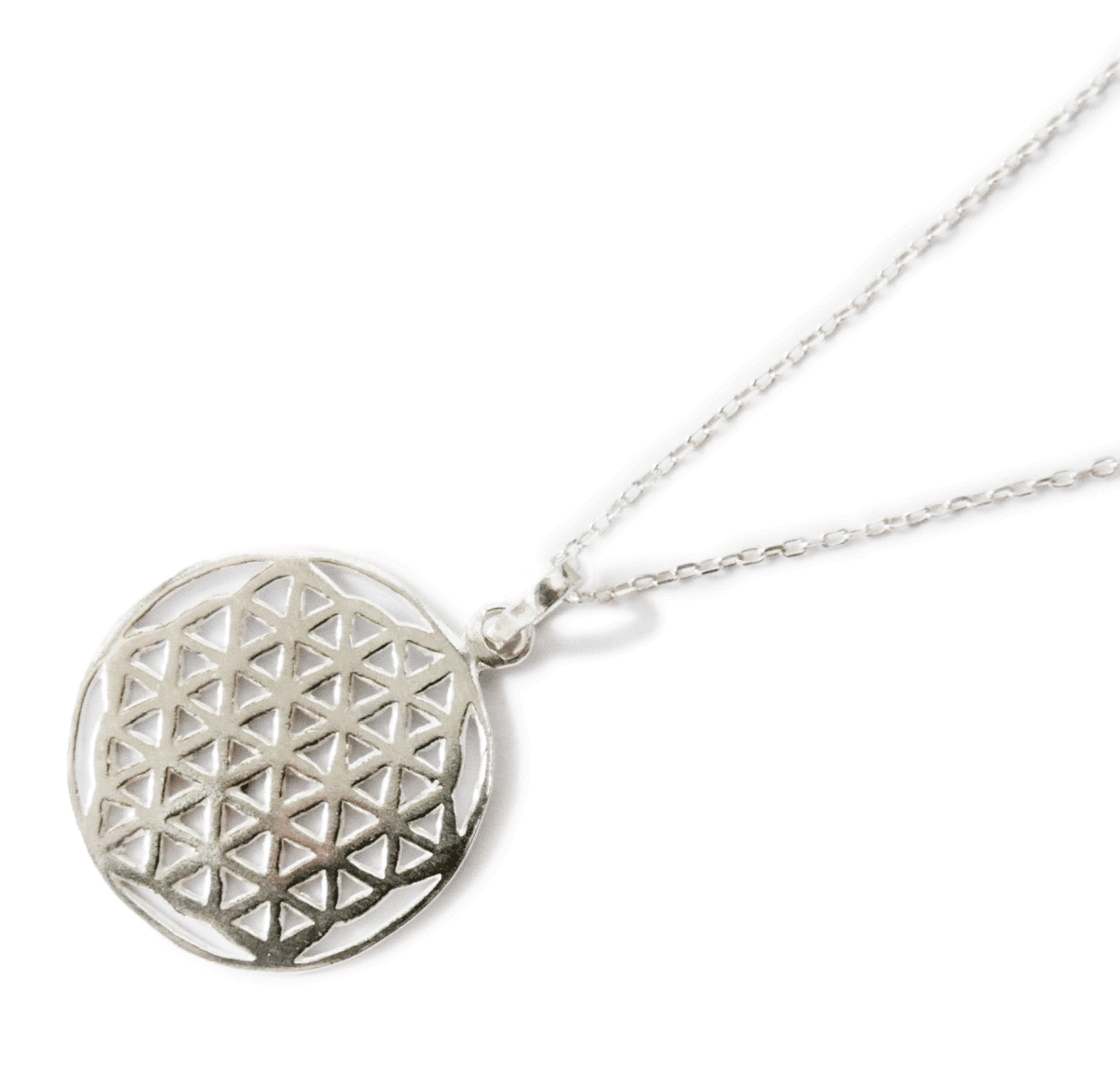 ★送料無料★［SILVER925］宇宙のパワーがみなぎる神聖幾何学模様・Flower of Life・シルバーヒーリングネックレス・22mm（made in BALI）