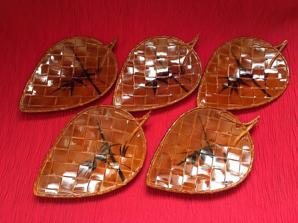  Showa Retro *.. leaf type pastry plate 5 sheets set *.. plate 