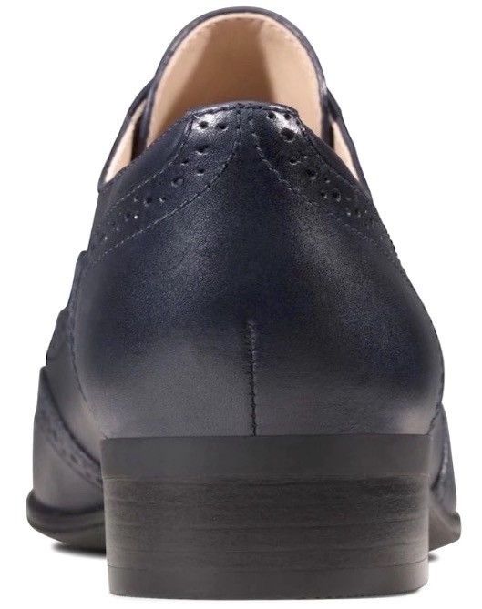  free shipping Clarks 25cm race up Flat ballet navy blue leather leather wing chip Loafer formal sneakers P73