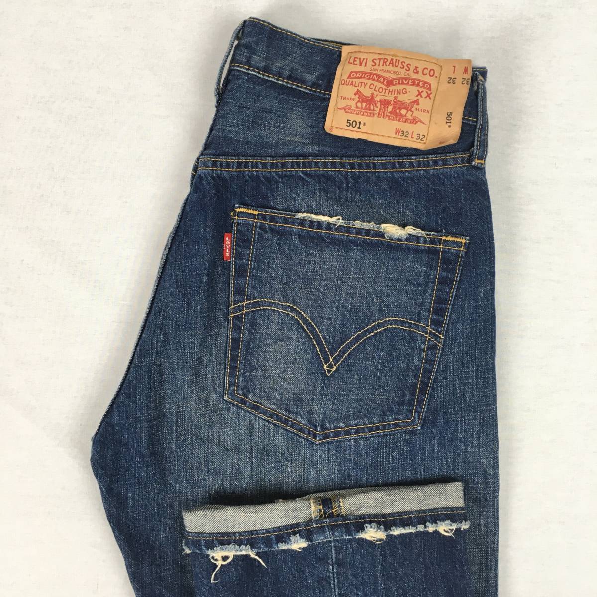 Levi's リーバイス 501 03501-0120 レギュラー ストレート 04年 デニム パンツ ジーンズ W32 L32 ボタンフライ ユーズド加工