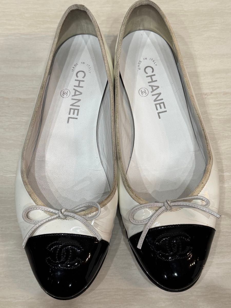 CHANEL シャネル バレリーナシューズ バイカラー ココマーク 38