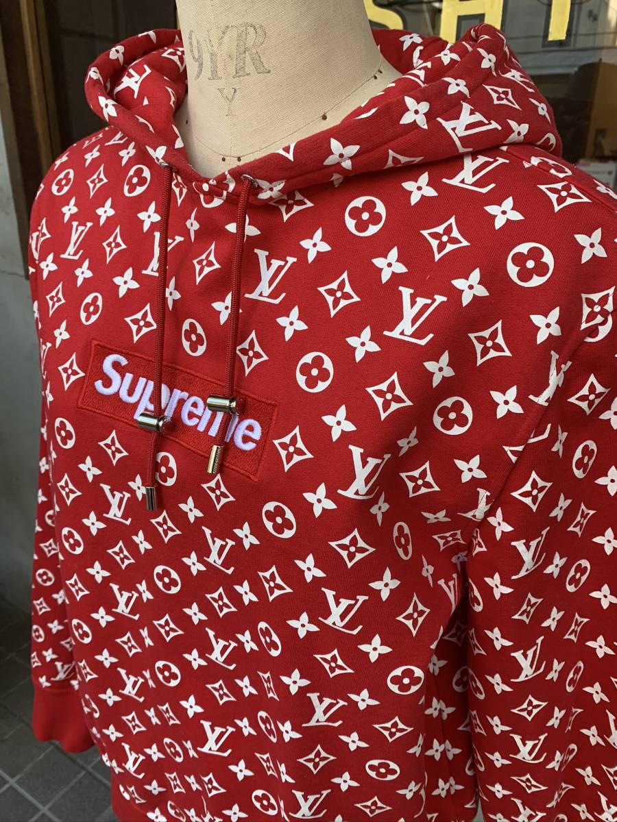 ★コラボ★Louis Vuitton★Supreme★ルイヴィトン★シュプリーム★モノグラム★赤★白★パーカー★メンズ★レディース★サイズ★S★_画像2