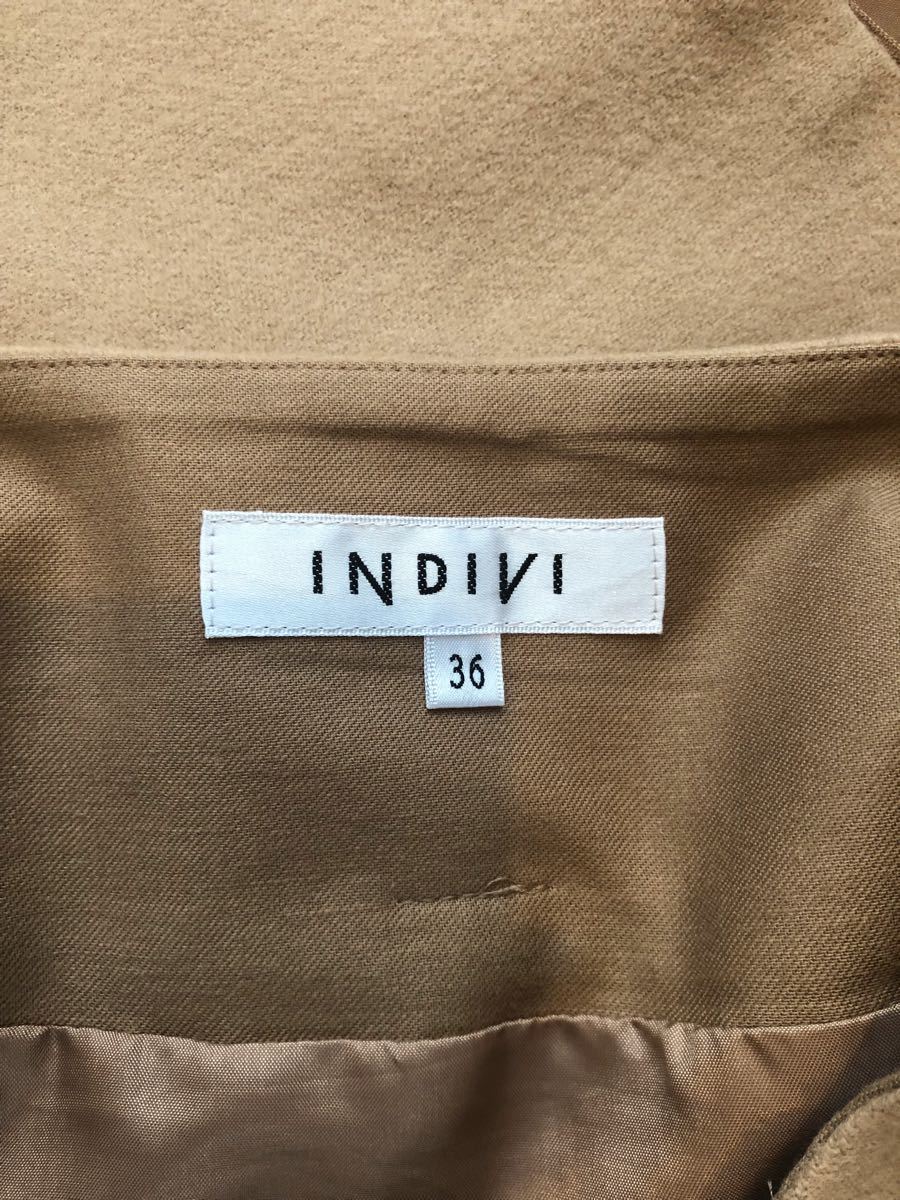 インディヴィ INDIVI スカート ベージュ キャメル 36 日本製